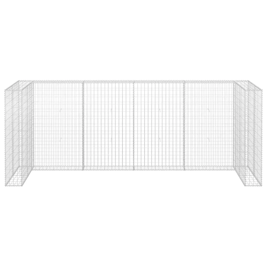 Gabion Wall Garbage Bin Enclosure 320x100x120 cm Silver Steel Mesh