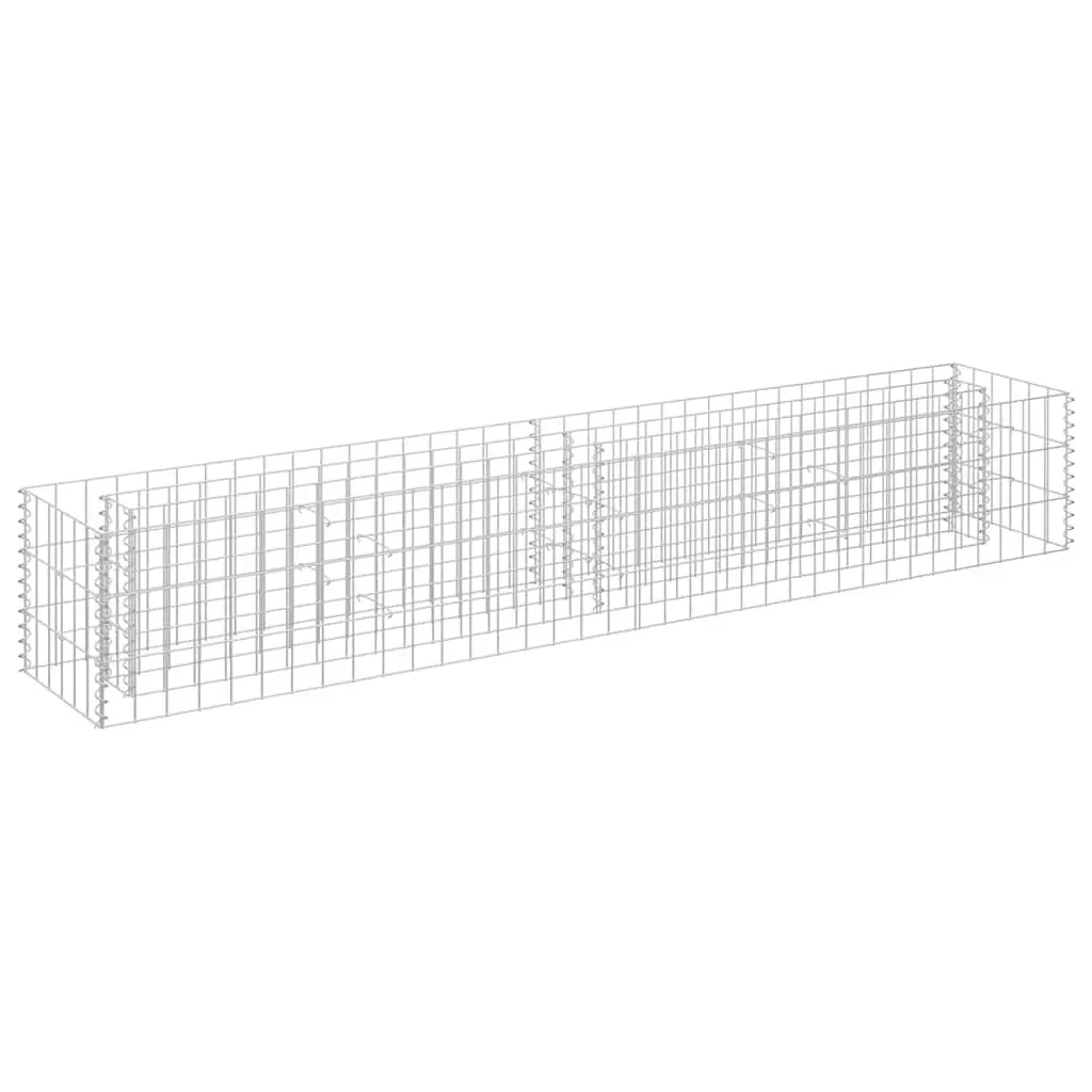 Gabion Planter Box Raised Garden Bed Flower Container 180 x 30 x 30 cm Silver Galvanised Steel