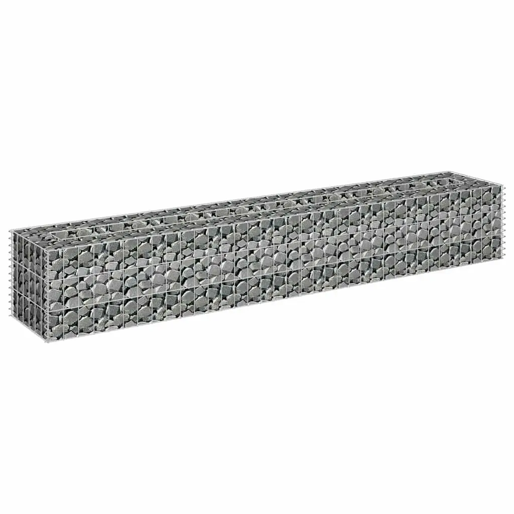 Gabion Planter Box Raised Garden Bed Flower Container 180 x 30 x 30 cm Silver Galvanised Steel