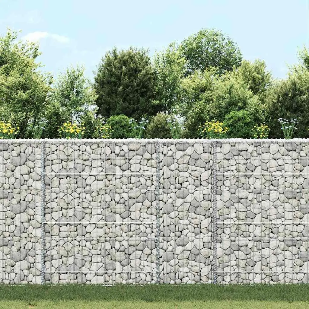 Gabion Raised Bed Planter Trapezium Shape Outdoor Garden Flower Box 100 x 20 x 100 cm Silver