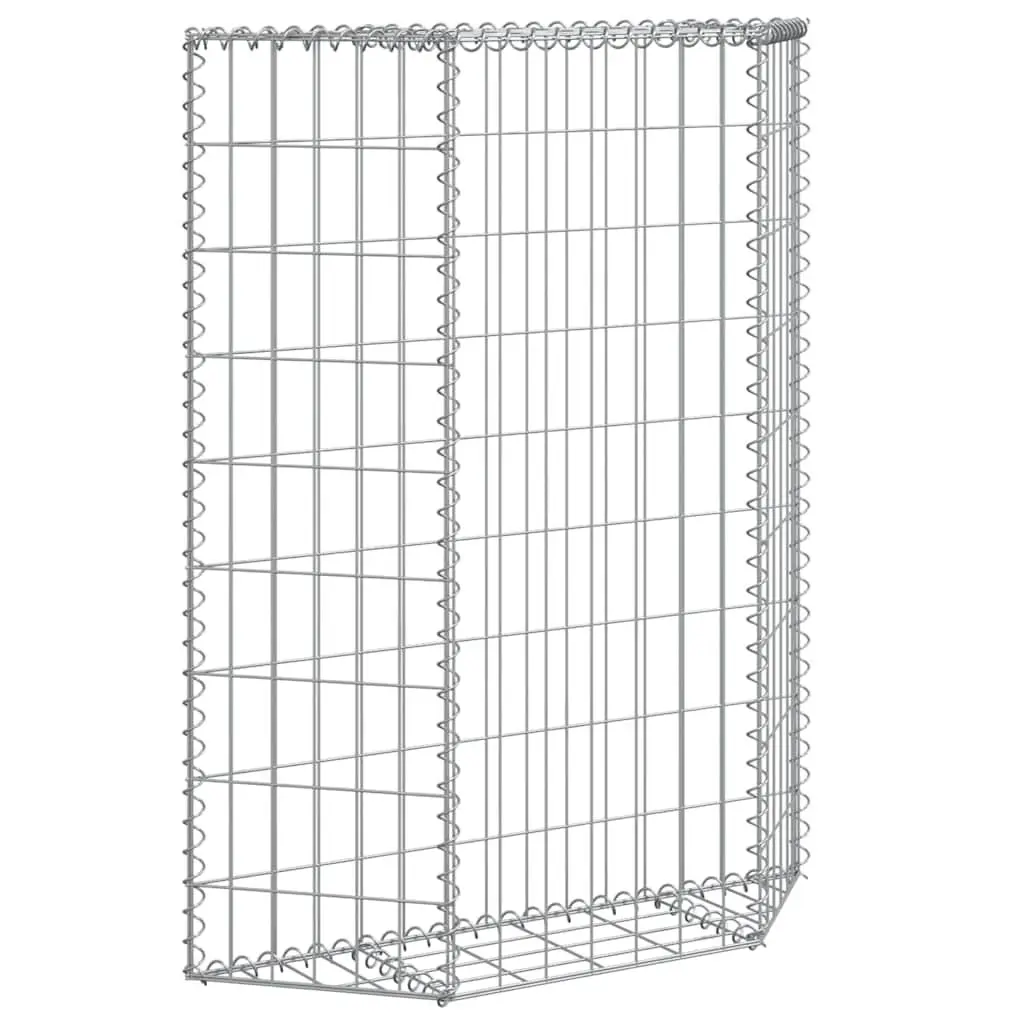 Gabion Raised Bed Planter Trapezium Shape Outdoor Garden Flower Box 100 x 20 x 100 cm Silver