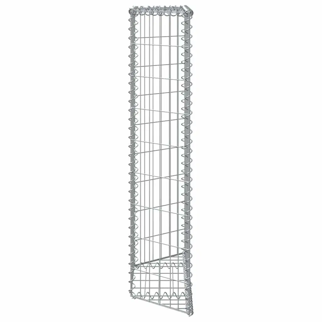 Gabion Raised Bed Planter Trapezium Shape Outdoor Garden Flower Box 100 x 20 x 100 cm Silver