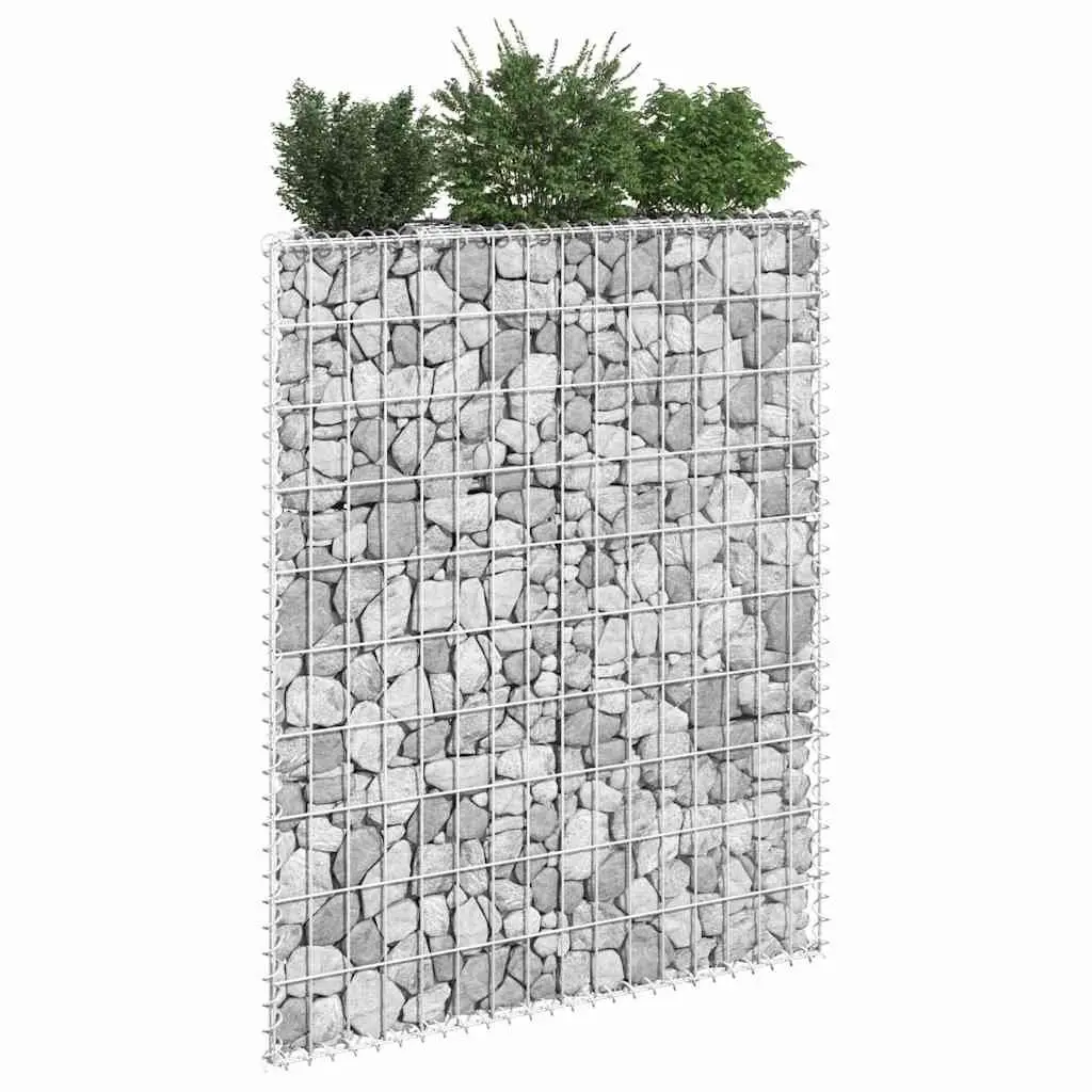 Gabion Raised Bed Planter Trapezium Shape Outdoor Garden Flower Box 100 x 20 x 100 cm Silver