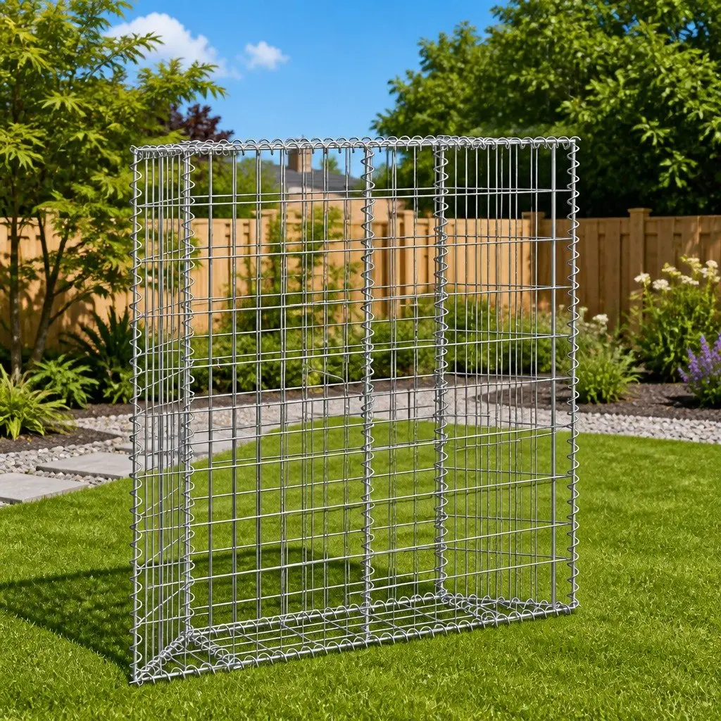 Gabion Raised Bed Garden Planter Trapezium Shape 100 x 20 x 100 cm Silver