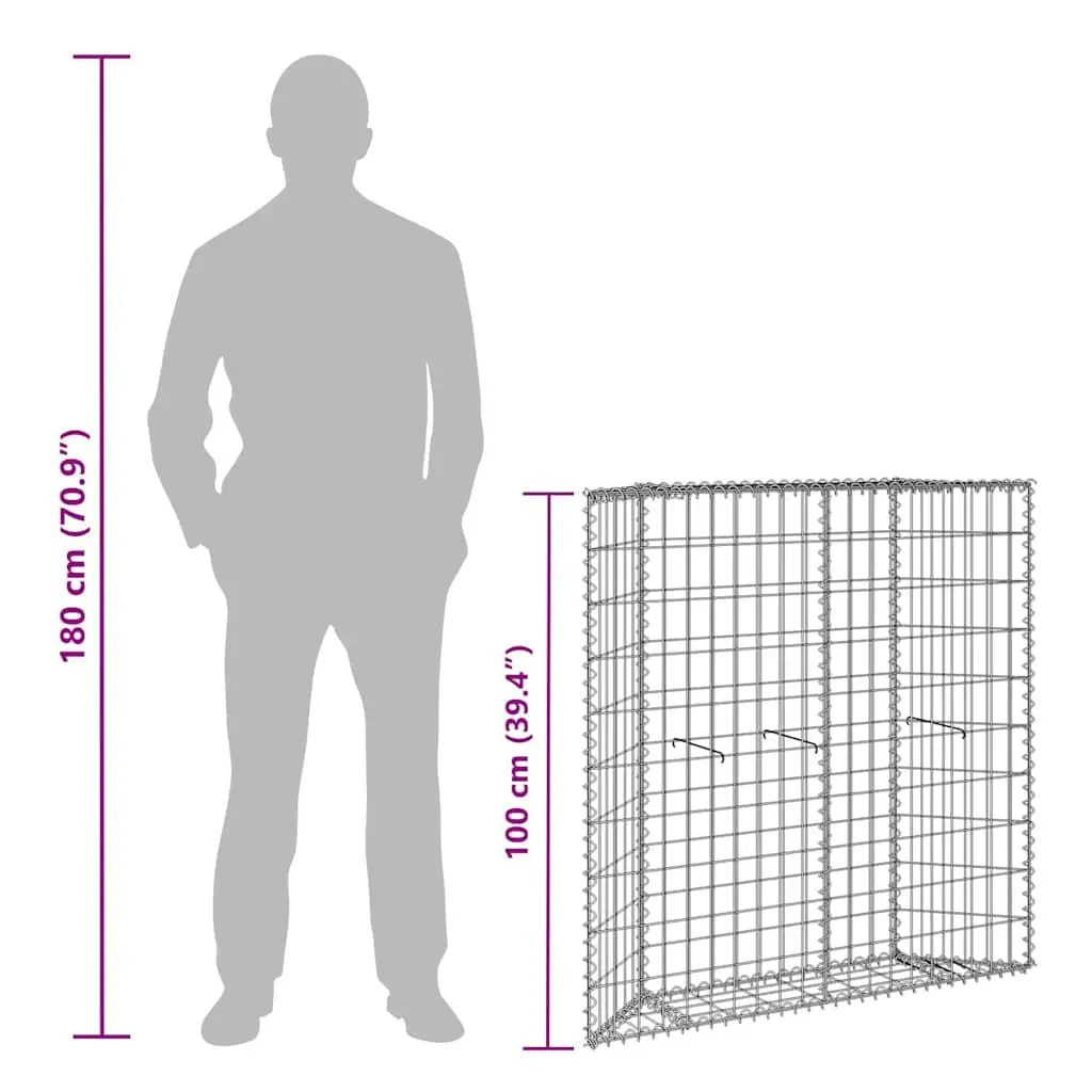 Gabion Raised Bed Garden Planter Trapezium Shape 100 x 20 x 100 cm Silver