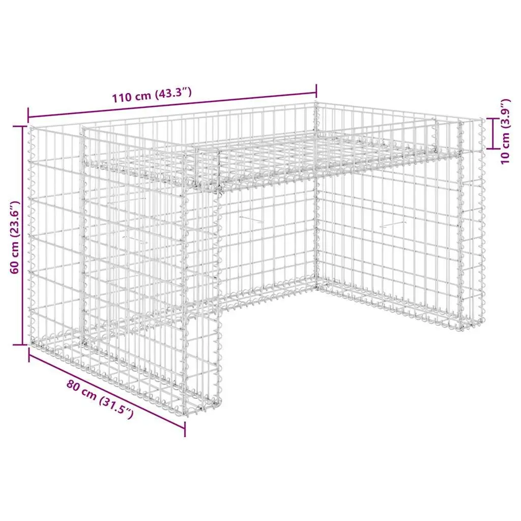 Lawn Mower Garage Raised Bed 110x80x60cm Steel Wire Storage Box Silver