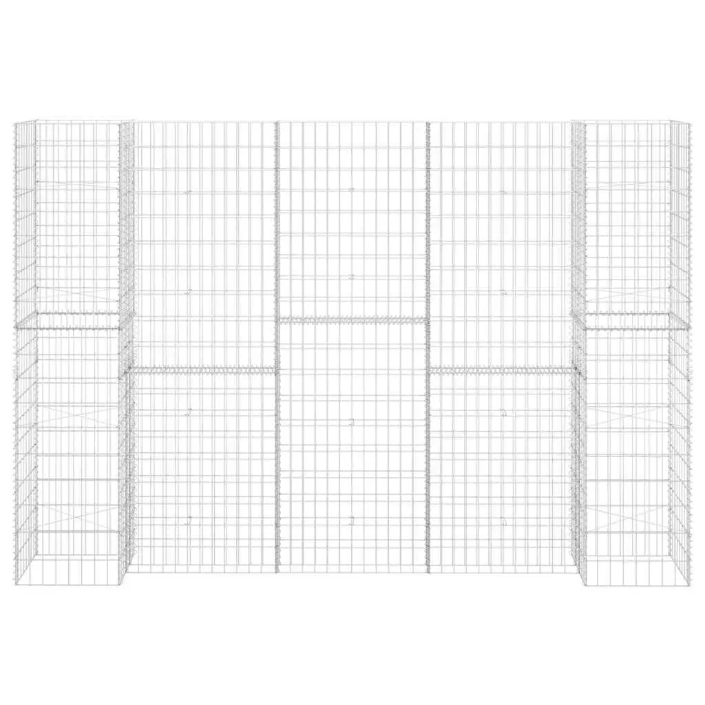 Gabion Planter H-Shaped Garden Border Steel Wire 260x40x200cm Silver