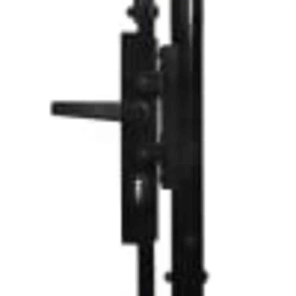 Double Door Garden Gate Security Barrier 2995 x 2495 cm Black Steel