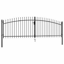Reliable Double Door Fence Gate for Peace of Mind 400x199.5cm Black Steel
