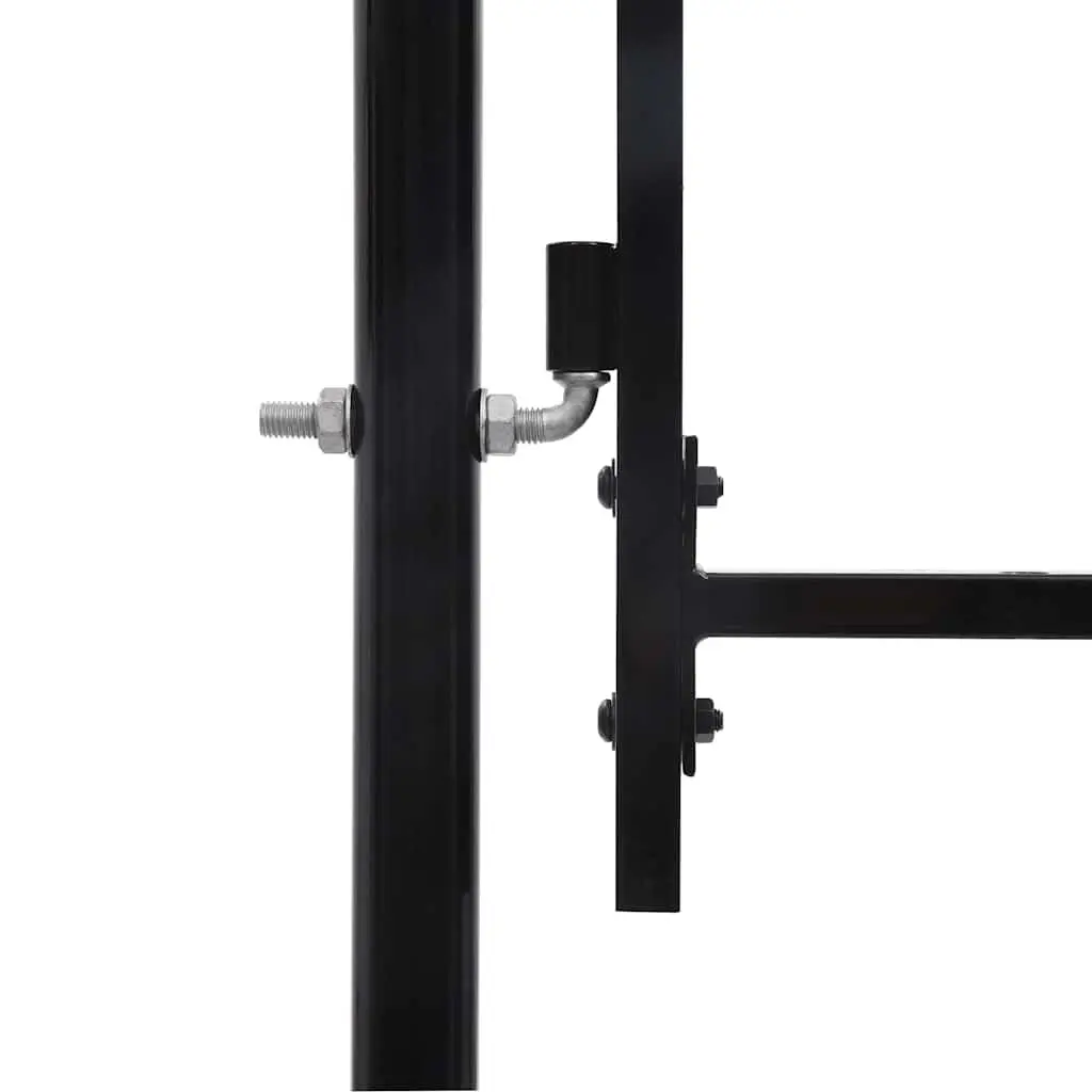 Double Door Fence Gate Garden Barrier 400x224.5cm Black