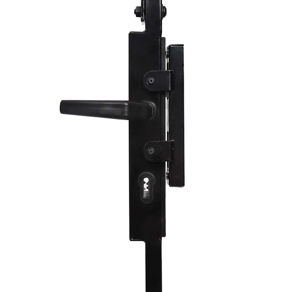 Garden Gate Arched Top 105x170 cm Black Steel Fence Entry Gate with Posts