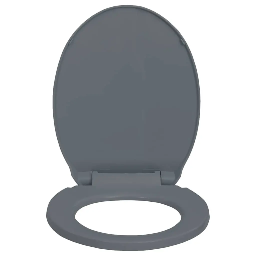 Toilet Seat Grey Oval Soft-Close Standard Bowl Top Mount Quick Install