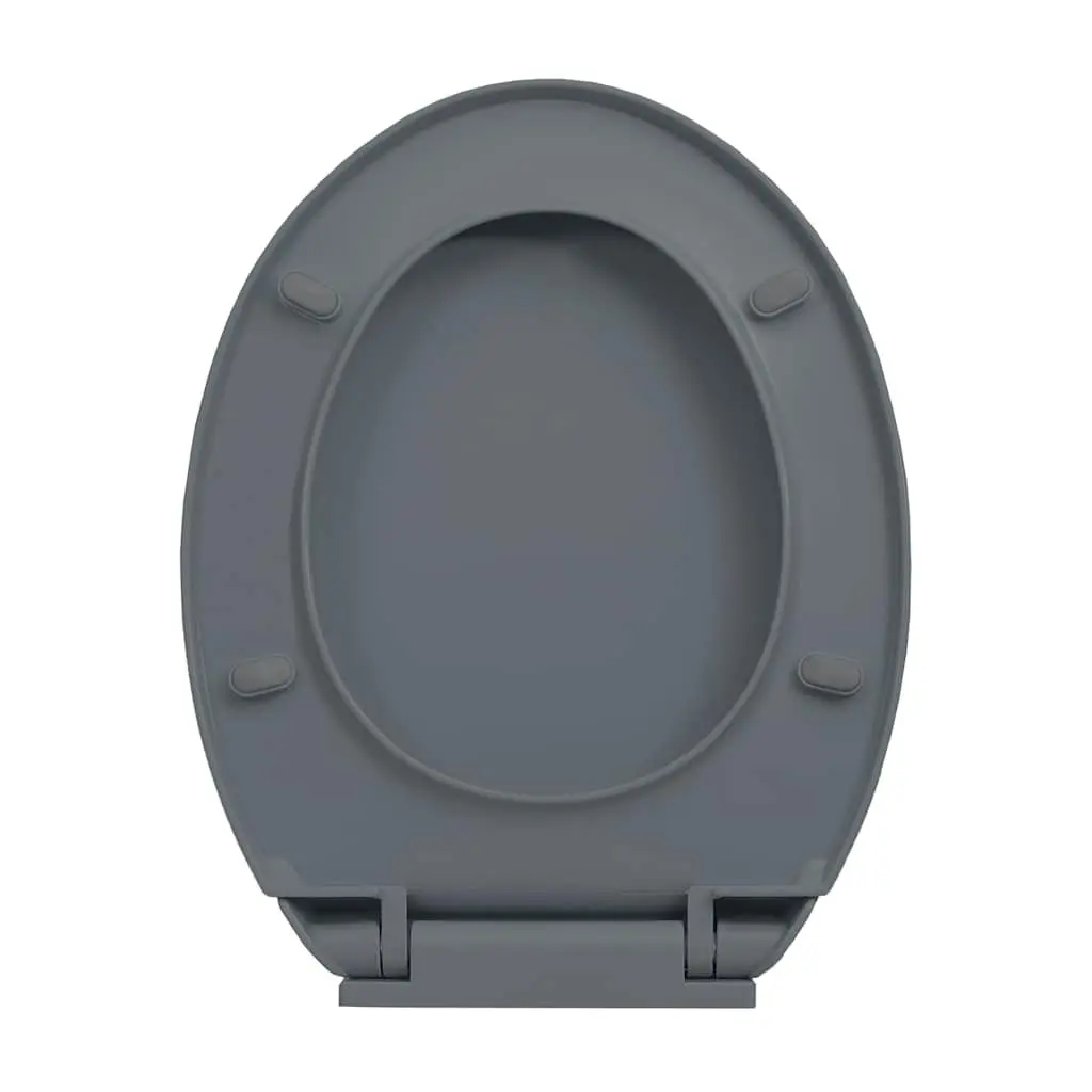 Toilet Seat Grey Oval Soft-Close Standard Bowl Top Mount Quick Install