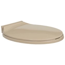 Reliable Beige Oval Toilet Seat with Soft-Close Feature