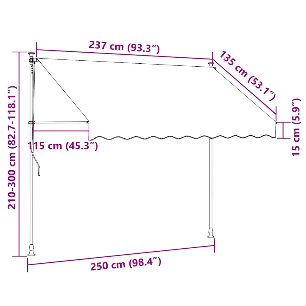 Retractable Awning Manual Outdoor Garden Terrace 250cm Anthracite