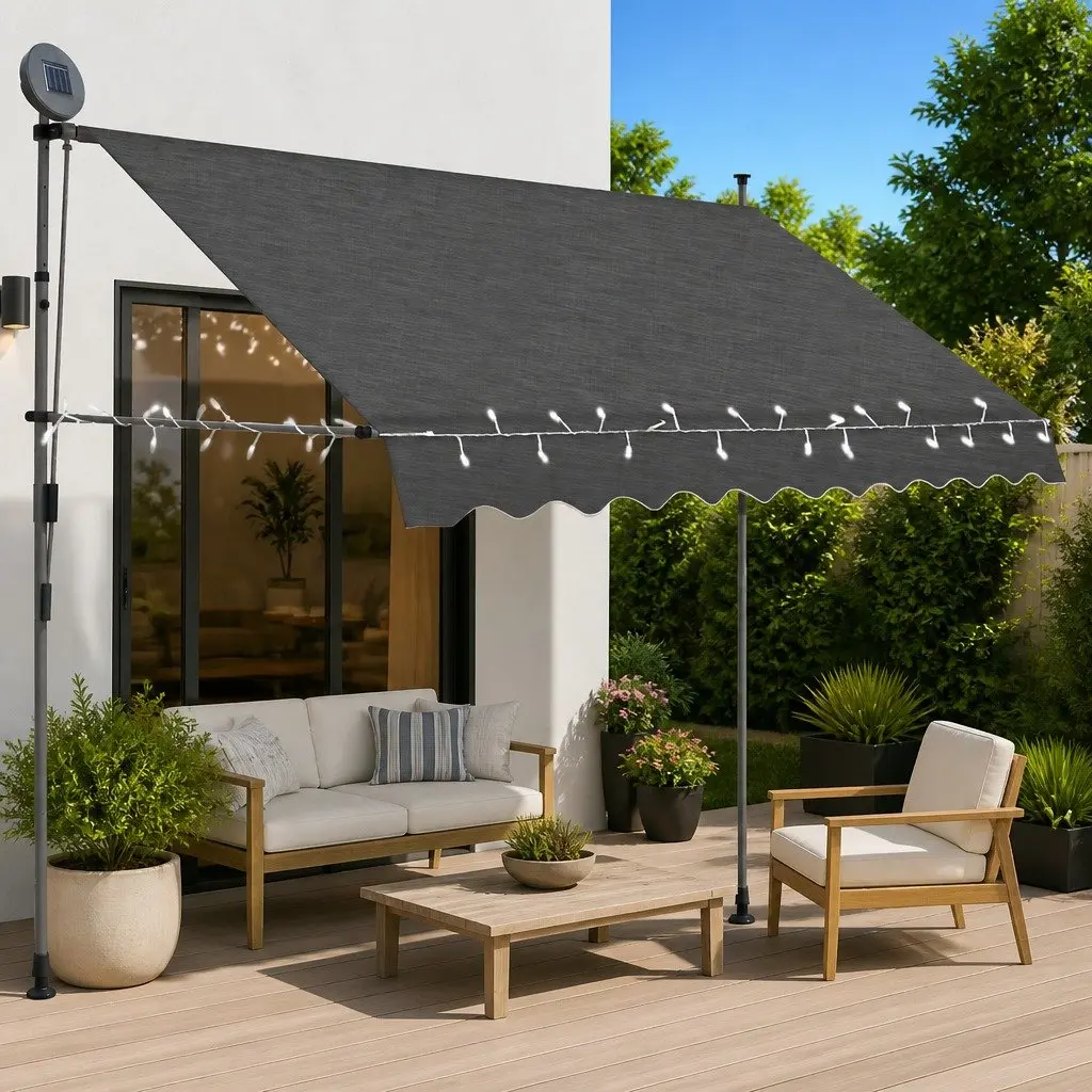 Retractable Awning Manual Garden Balcony Terrace Window 300cm Anthracite