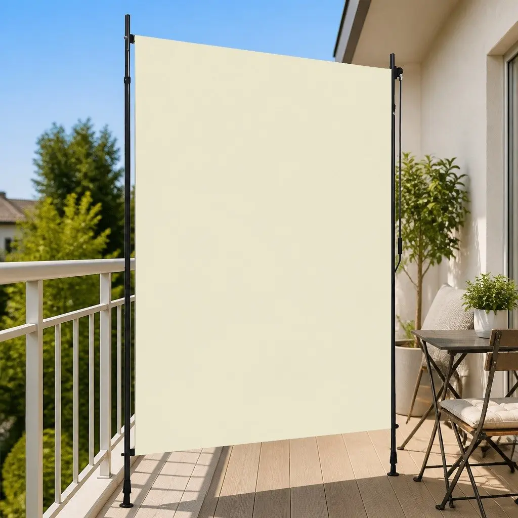 Outdoor Roller Blind Privacy Shade 150x270cm Cream Hand Crank
