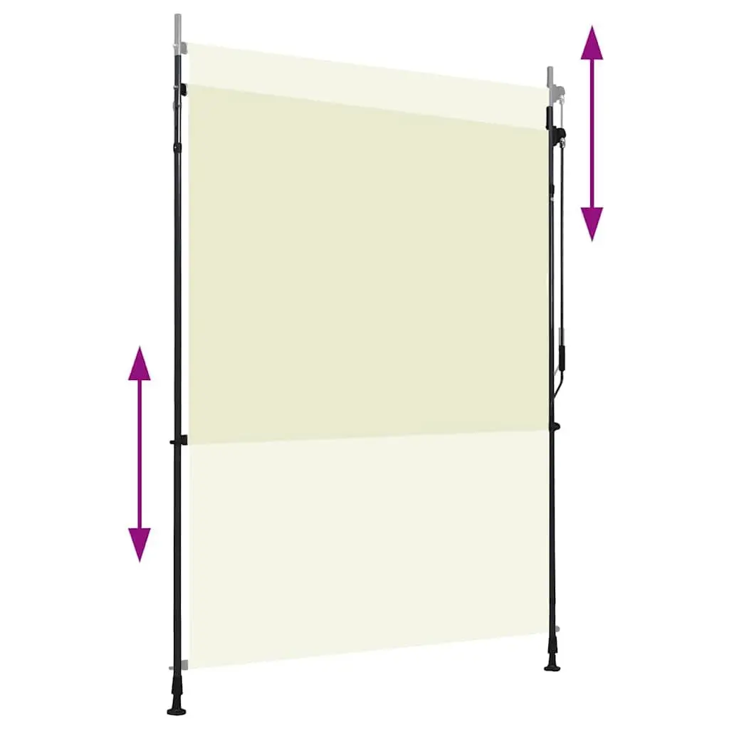 Outdoor Roller Blind Privacy Shade 150x270cm Cream Hand Crank