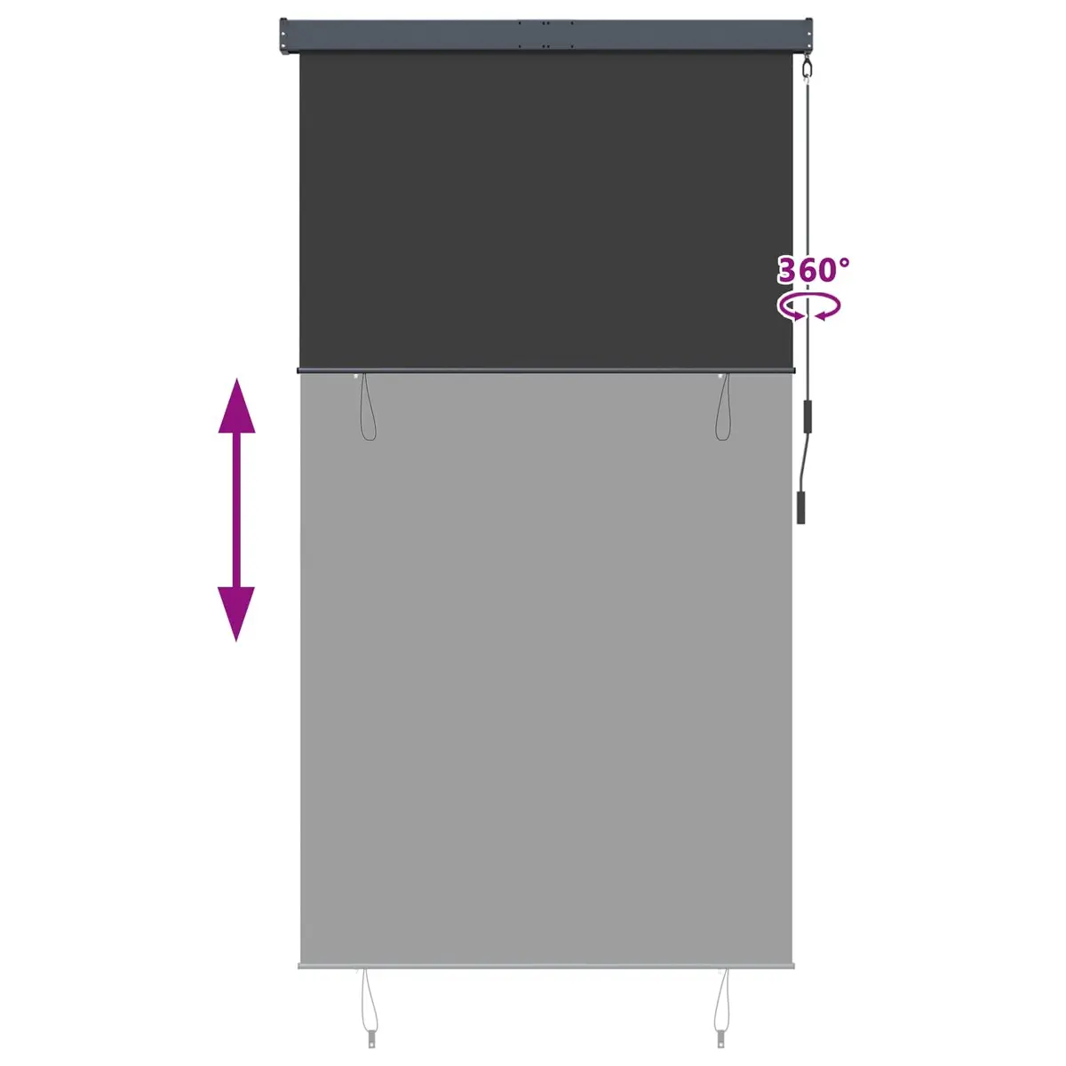 Outdoor Roller Blind Hand Crank 140x250cm Anthracite Patio Garden Balcony Shade