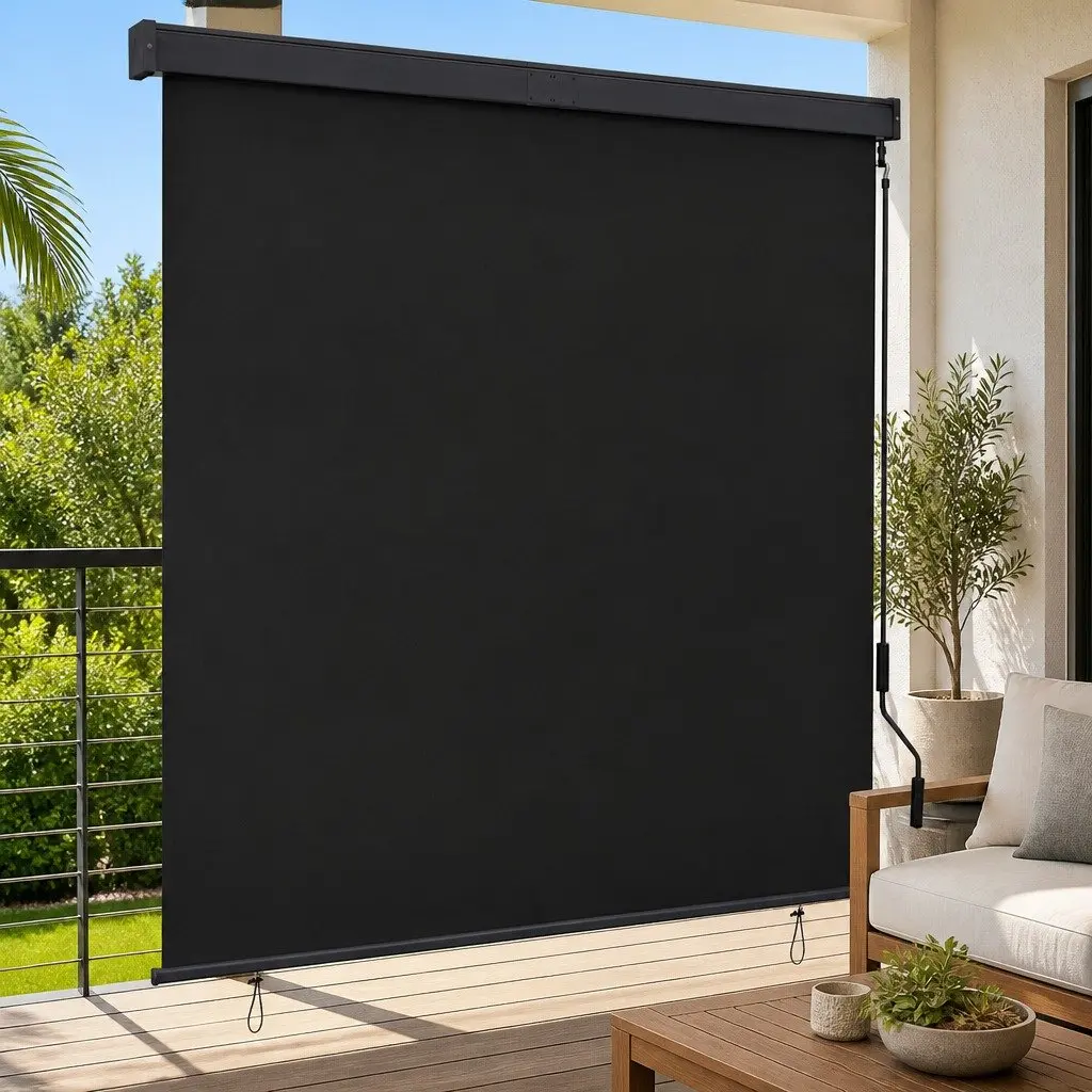 Outdoor Roller Blind Hand Crank 160x250 cm Anthracite Patio Garden Balcony Shade