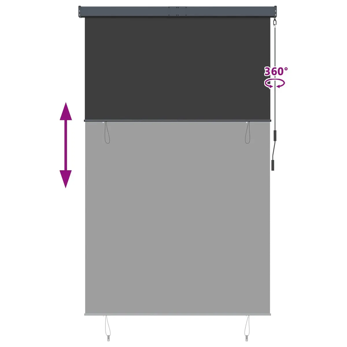 Outdoor Roller Blind Hand Crank 160x250 cm Anthracite Patio Garden Balcony Shade