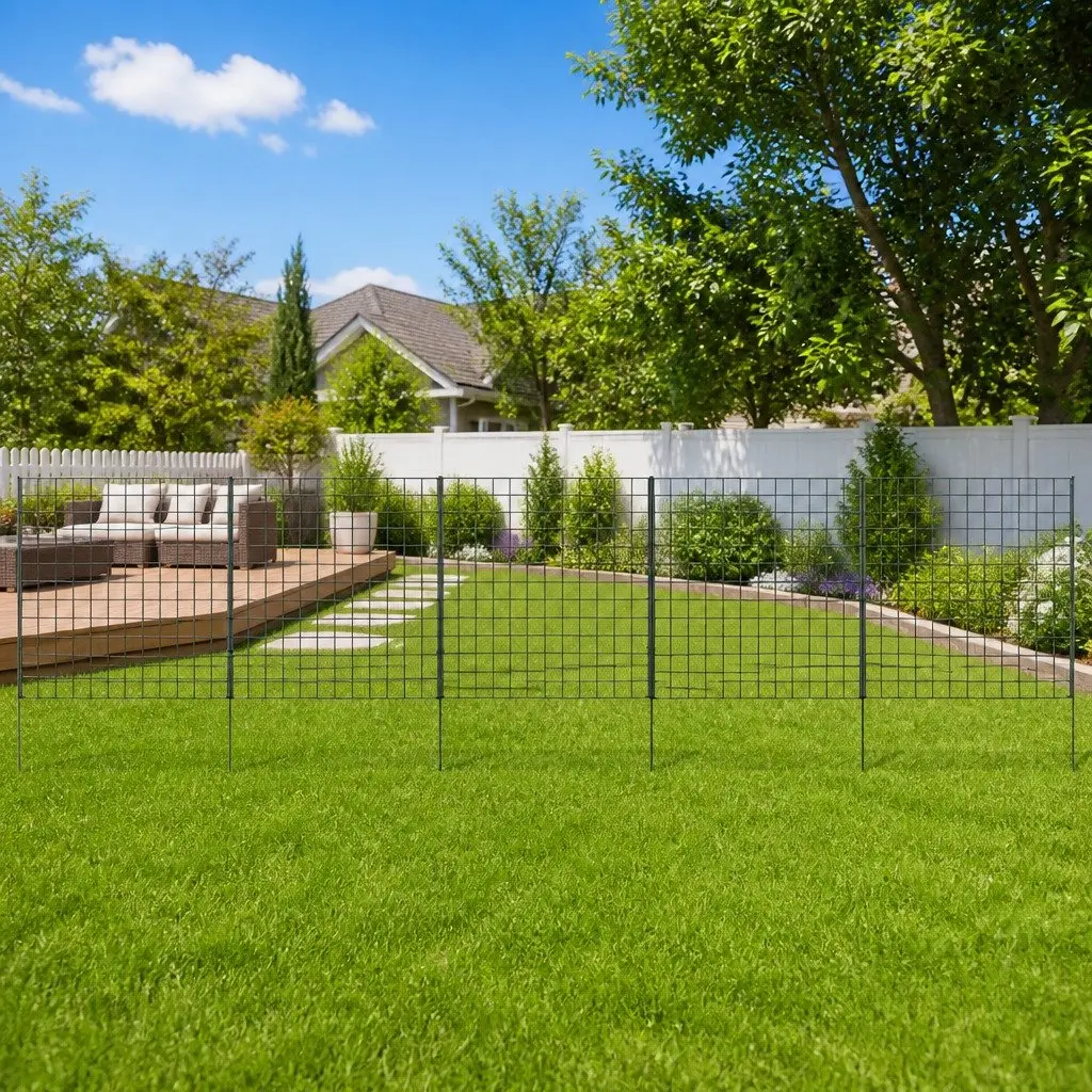 Garden Fence Panel Set Outdoor Barrier 77.5x64 cm Green