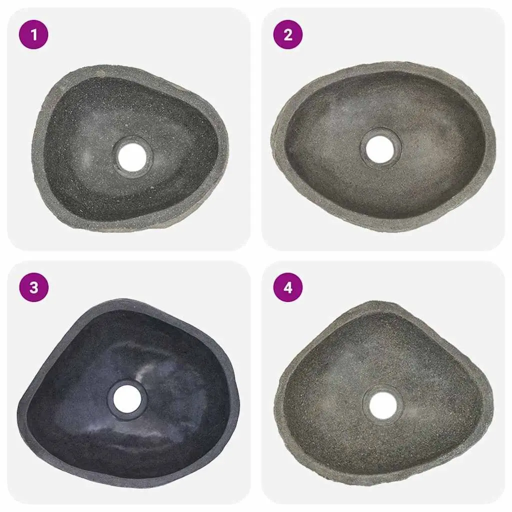 Oval River Stone Bathroom Basin Sink Natural Wash Bowl Anthracite Vanity