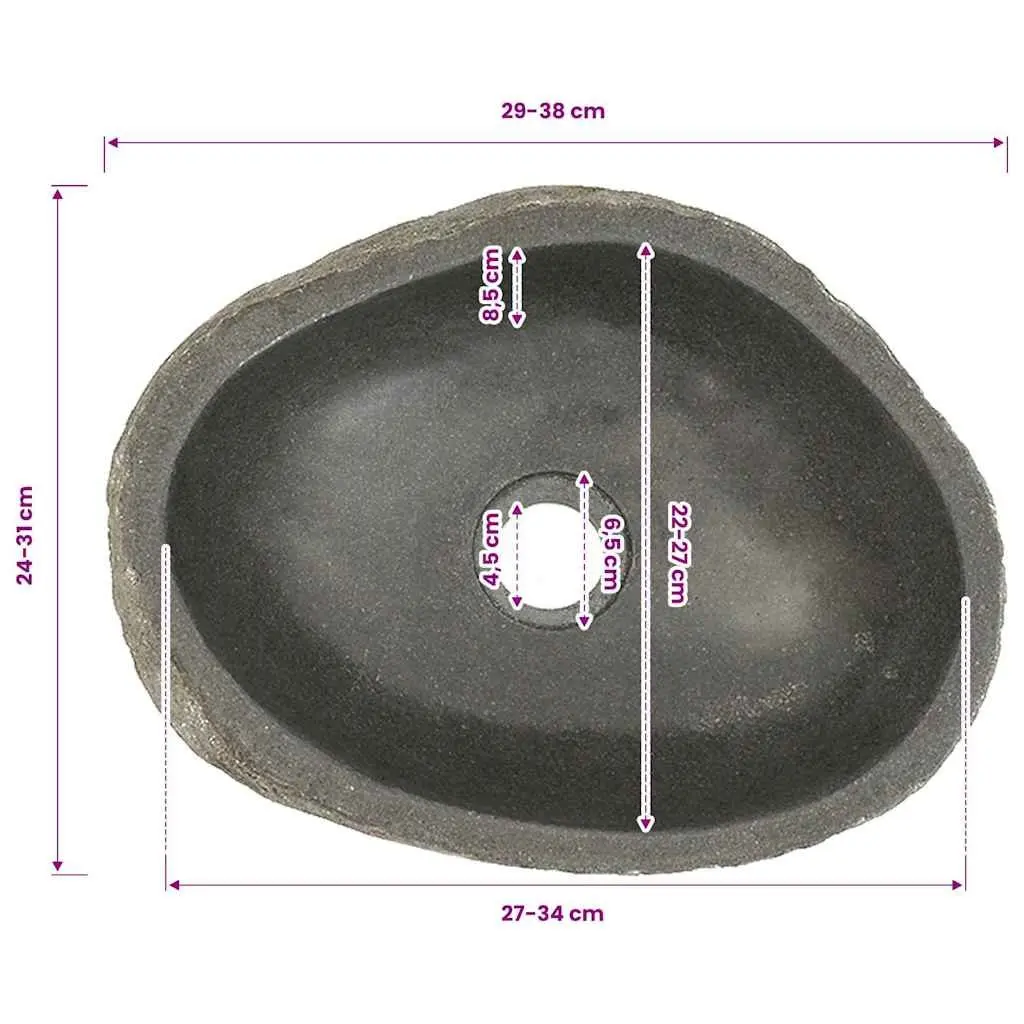 Oval River Stone Bathroom Basin Sink Natural Wash Bowl Anthracite Vanity