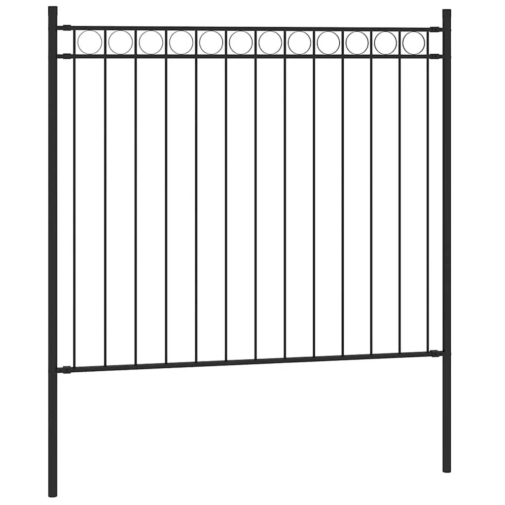 Garden Fence Panel Steel Frame Privacy Barrier 1.7 x 0.8 m Black