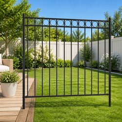 Sturdy Black Steel Garden Fence Panel for Your Outdoor Needs