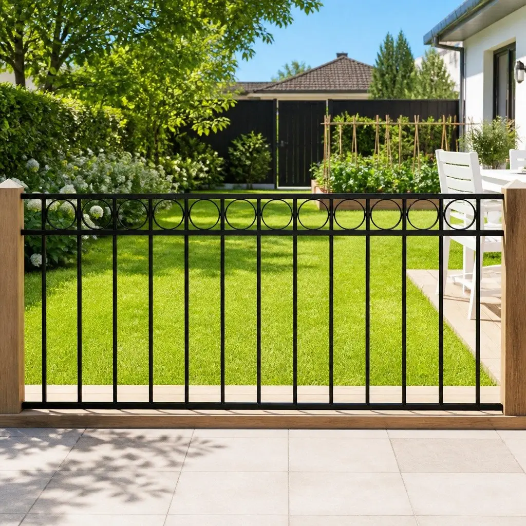 Steel Fence Panel Garden Patio Partition 1.7x1m Black