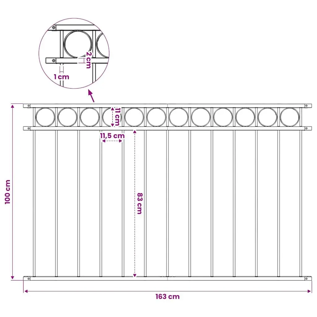 Steel Fence Panel Garden Patio Partition 1.7x1m Black
