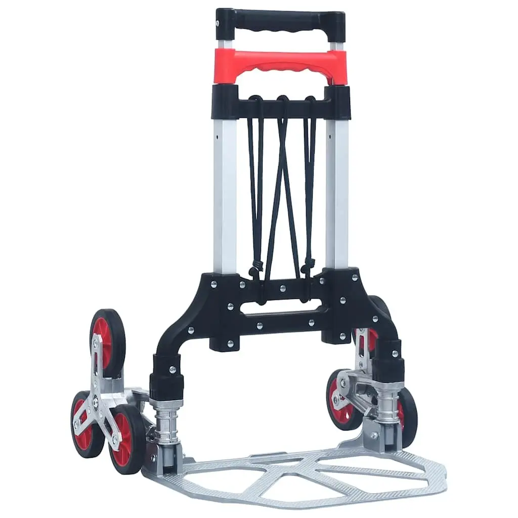 Foldable Stair Climbing Cart Portable Hand Trolley 70kg Capacity Adjustable Handle Black