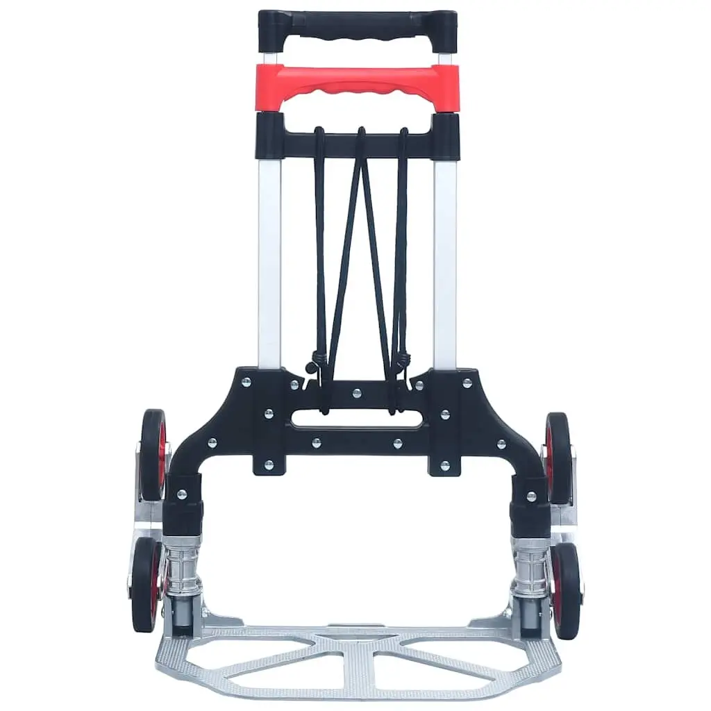 Foldable Stair Climbing Cart Portable Hand Trolley 70kg Capacity Adjustable Handle Black