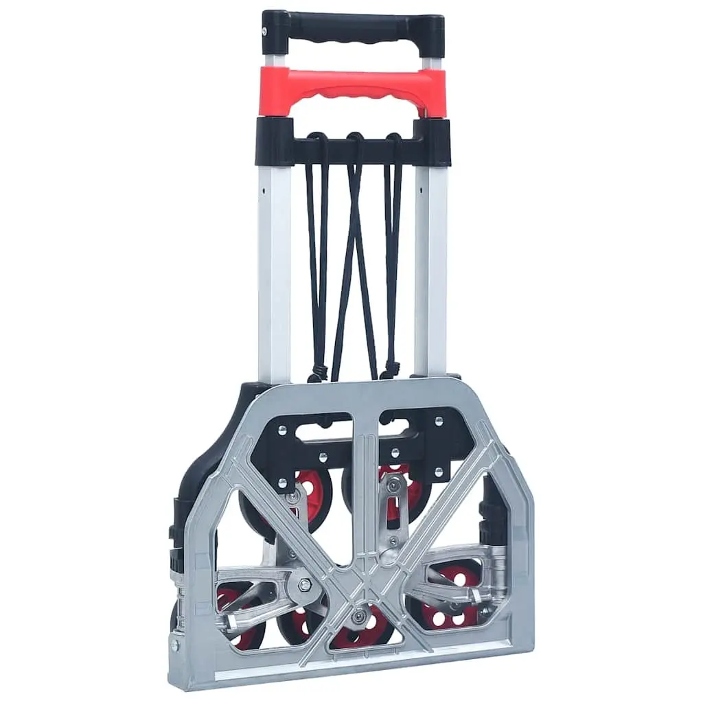 Foldable Stair Climbing Cart Portable Hand Trolley 70kg Capacity Adjustable Handle Black