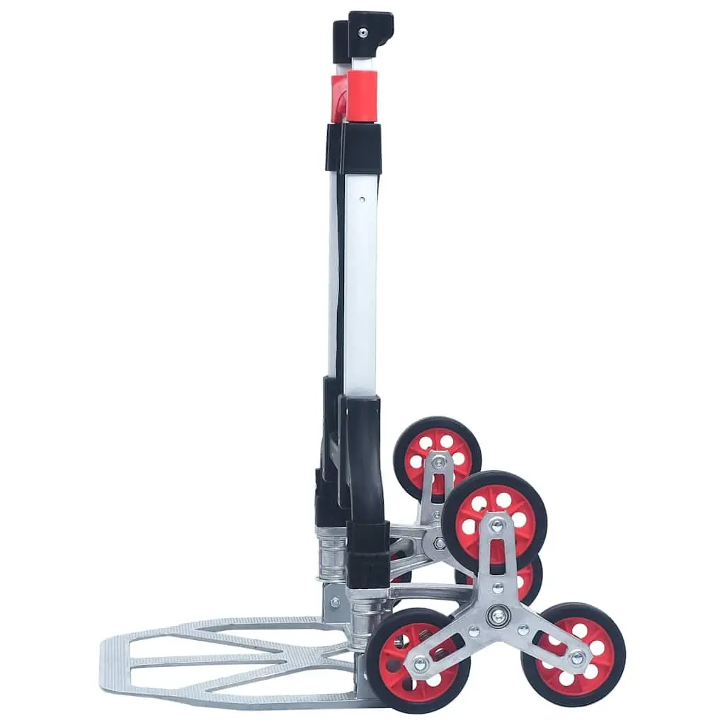 Foldable Stair Climbing Cart Portable Hand Trolley 70kg Capacity Adjustable Handle Black