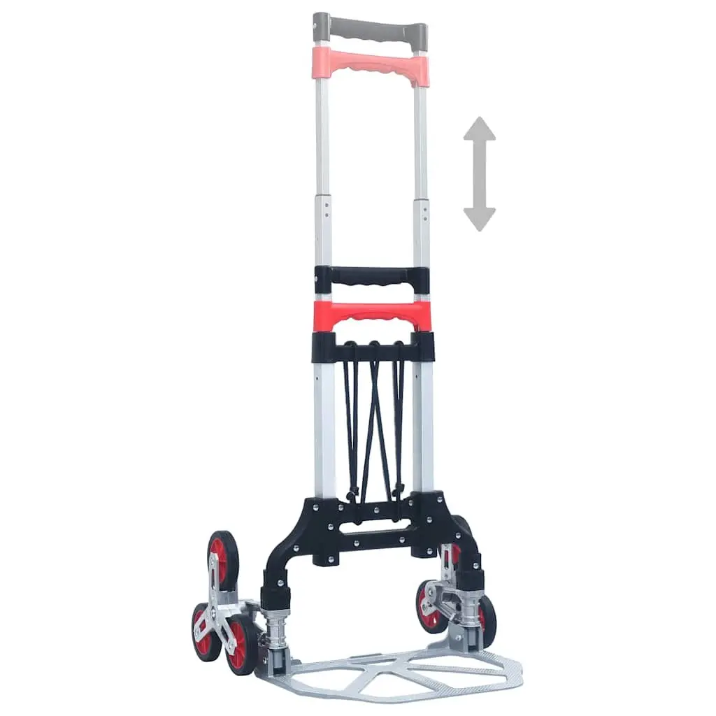 Foldable Stair Climbing Cart Portable Hand Trolley 70kg Capacity Adjustable Handle Black