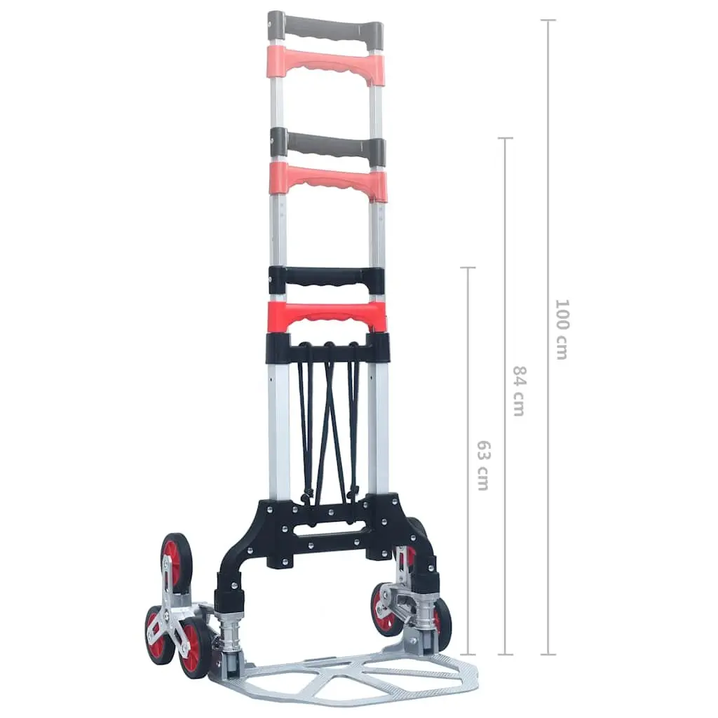 Foldable Stair Climbing Cart Portable Hand Trolley 70kg Capacity Adjustable Handle Black