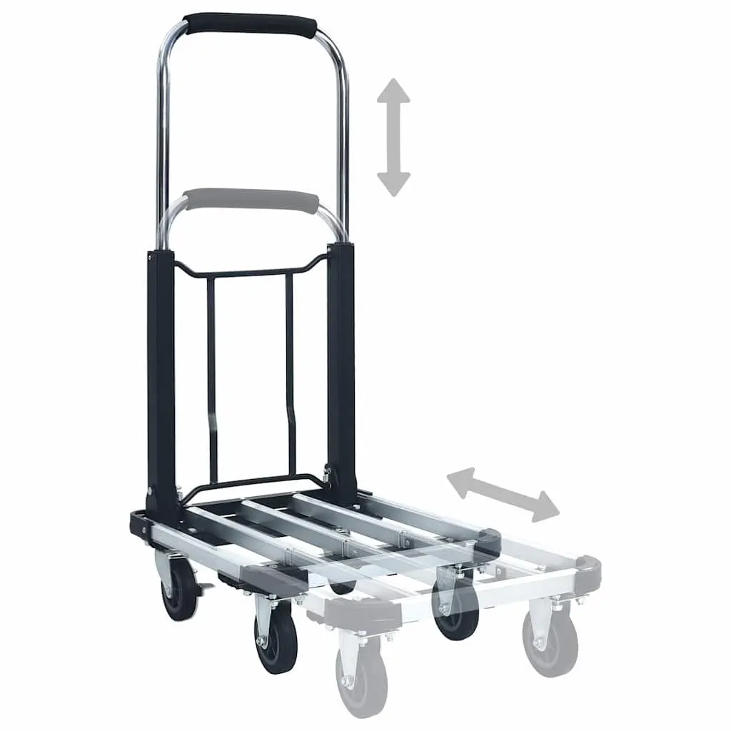 Foldable Transport Trolley Hand Truck Adjustable Handle 150kg Silver