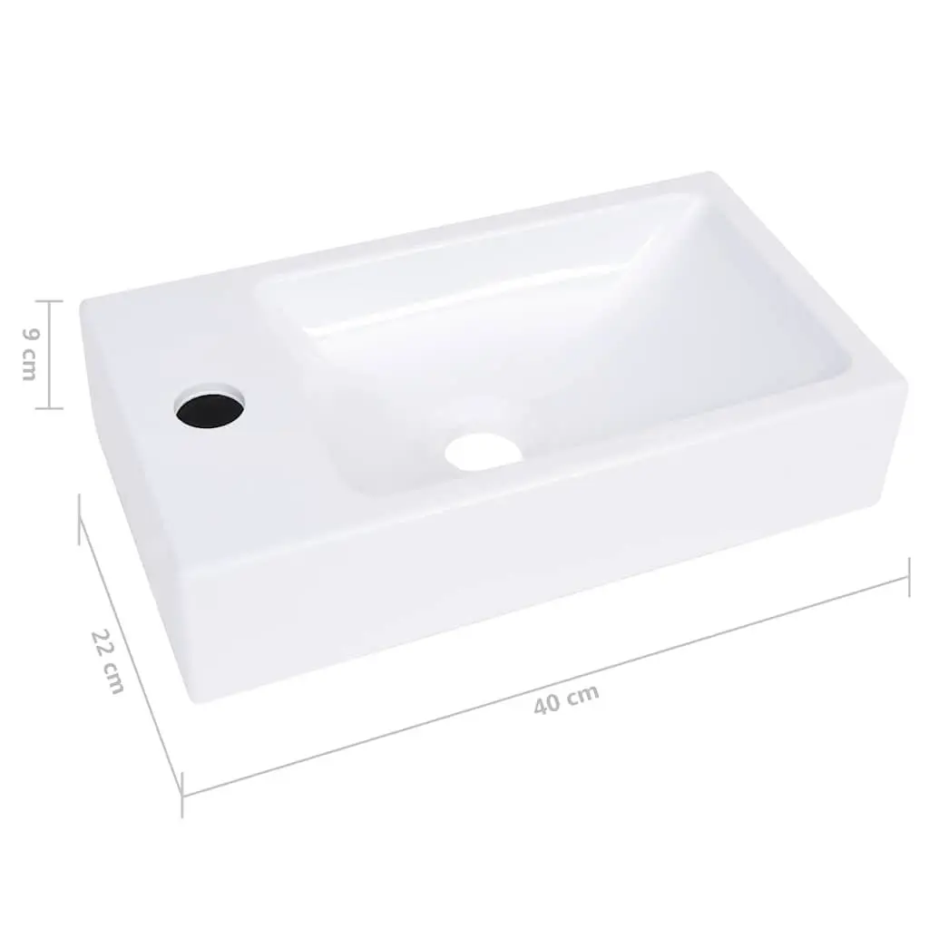 Bathroom Wash Basin 400x220x90mm Drop-In Above Counter Sink White