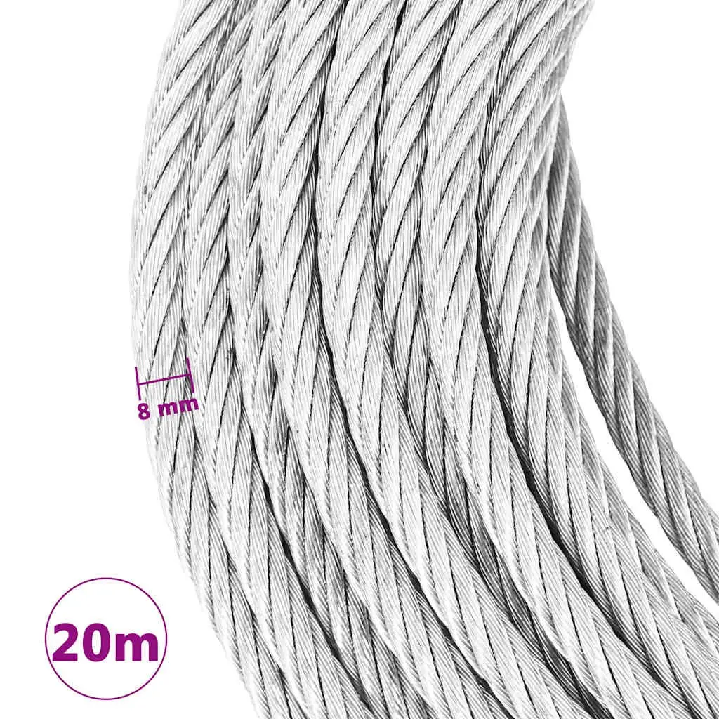 Wire Rope Cable Hoisting Binding 20m Galvanised Steel 800kg