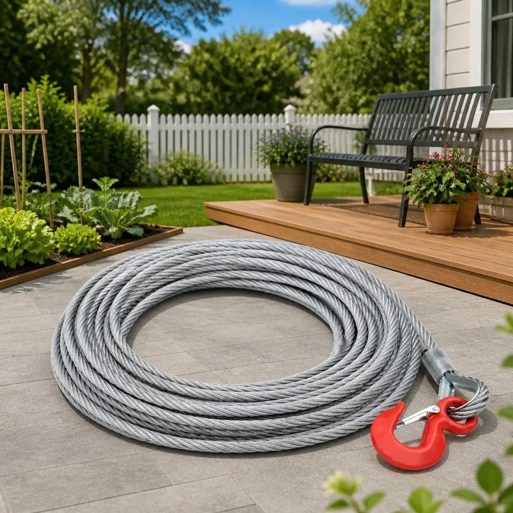 Wire Rope Cable 1600kg 20m Steel Galvanised Hoisting Binding Industrial