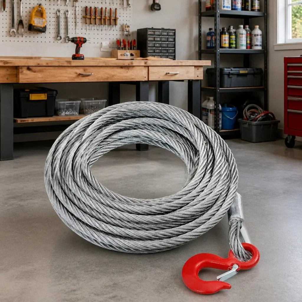 Wire Rope Cable 3200 kg 20 m Steel Galvanised Hoisting Binding Winch Sling