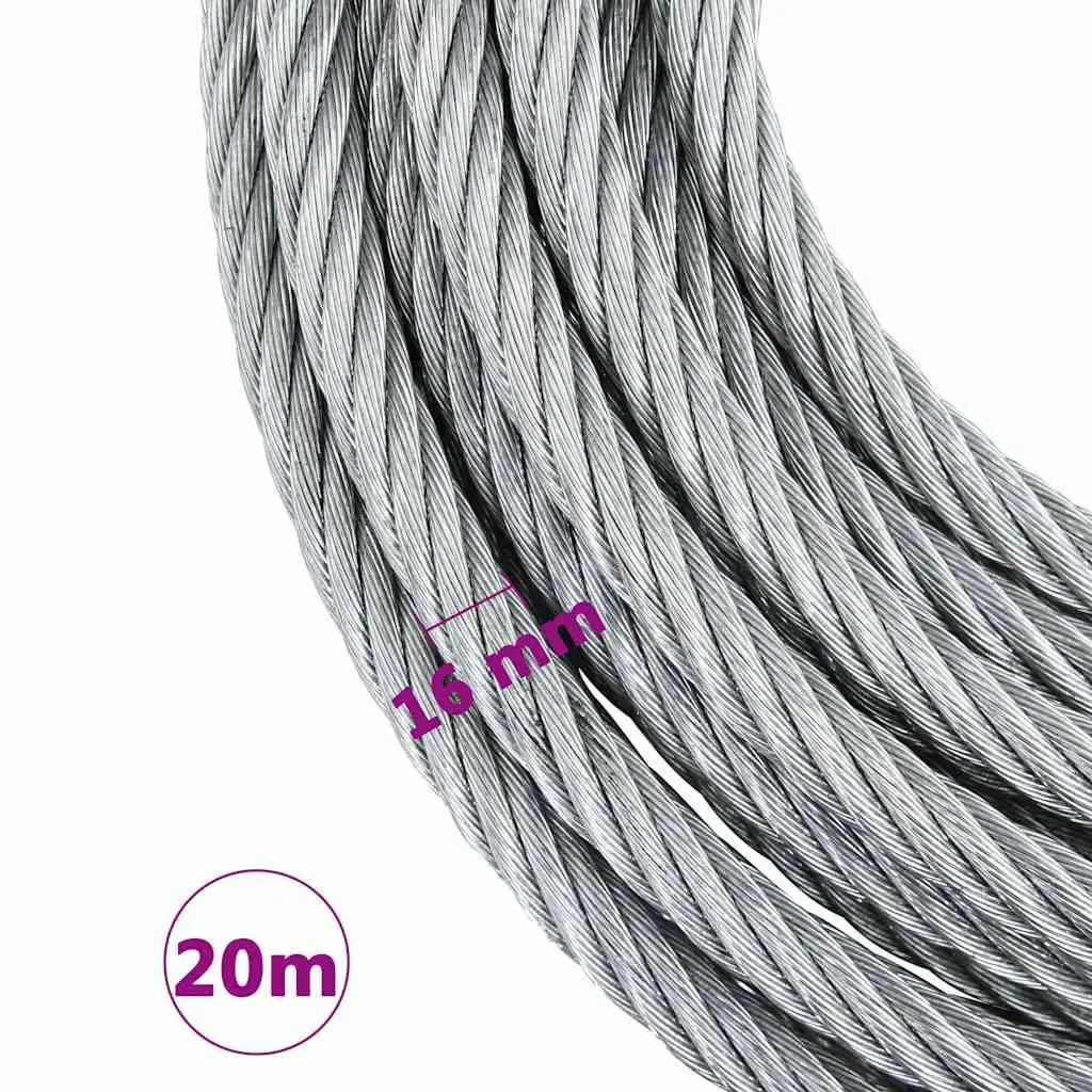 Wire Rope Cable Hoisting Binding 20 m Steel Galvanised