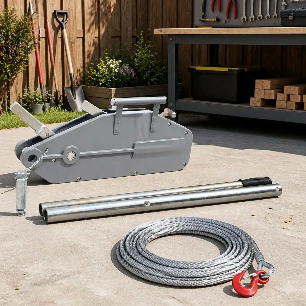 Wire Rope Hoist Winch Manual Pulling Traction Tool 20 m Steel Rope 1600 kg Aluminium Housing