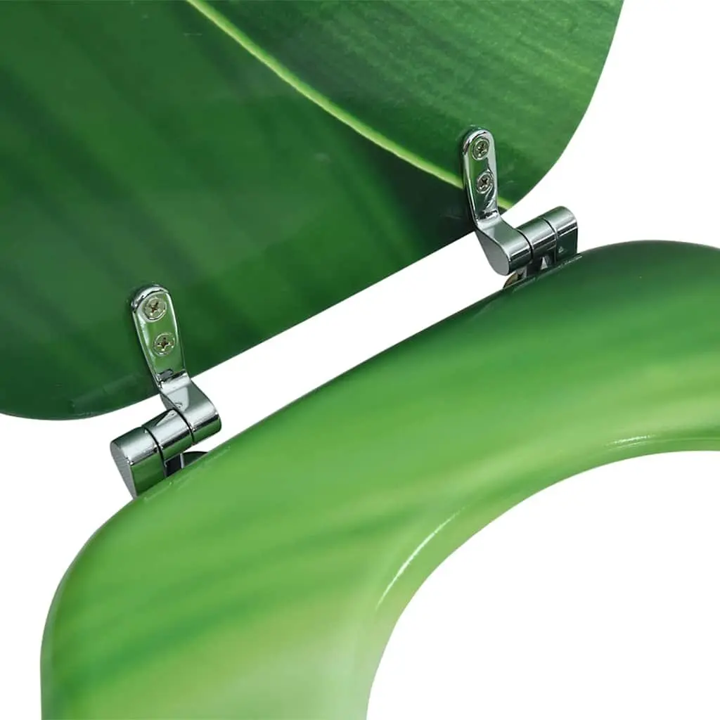 Toilet Seat with Lid Green Water Drop Design Adjustable Hinges Bathroom Fixture