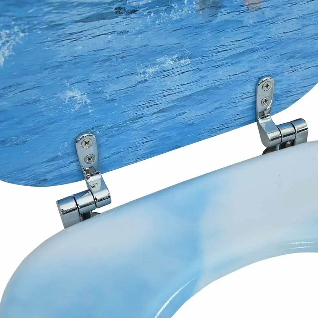 Toilet Seat with Lid Penguin Design Multicolour Bathroom Fixture Adjustable