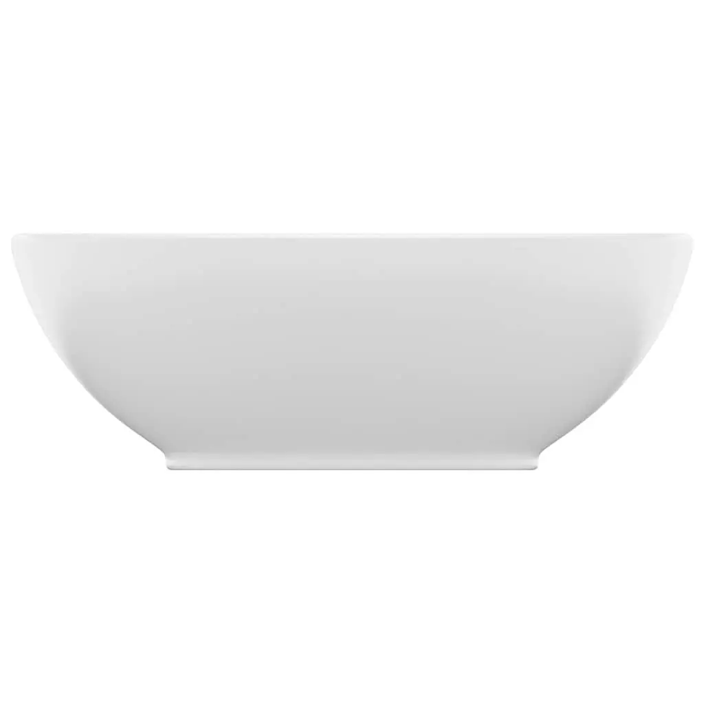 Oval Ceramic Bathroom Basin White Matt 40x33 cm Countertop Wash Sink Fixture