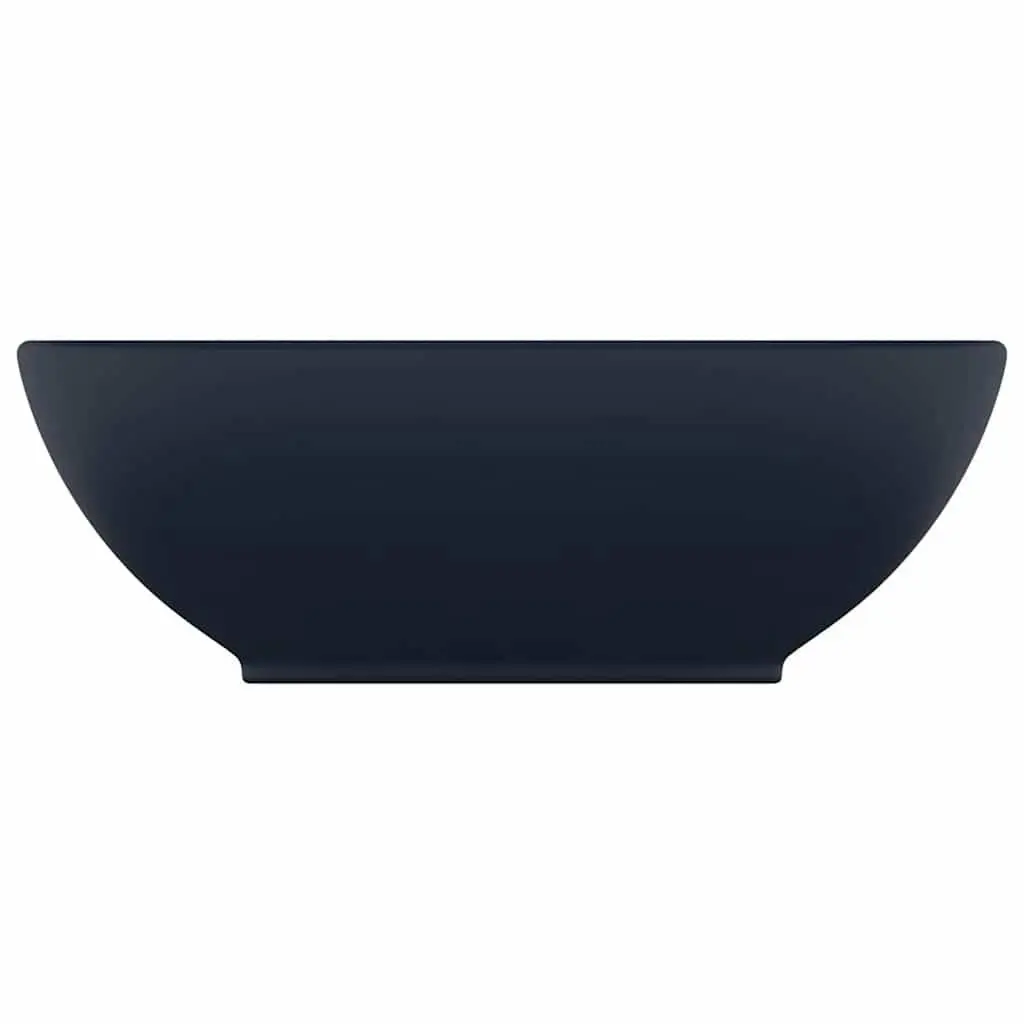 Oval Ceramic Bathroom Basin Matt Dark Blue 40x33 cm Wash Sink Vessel