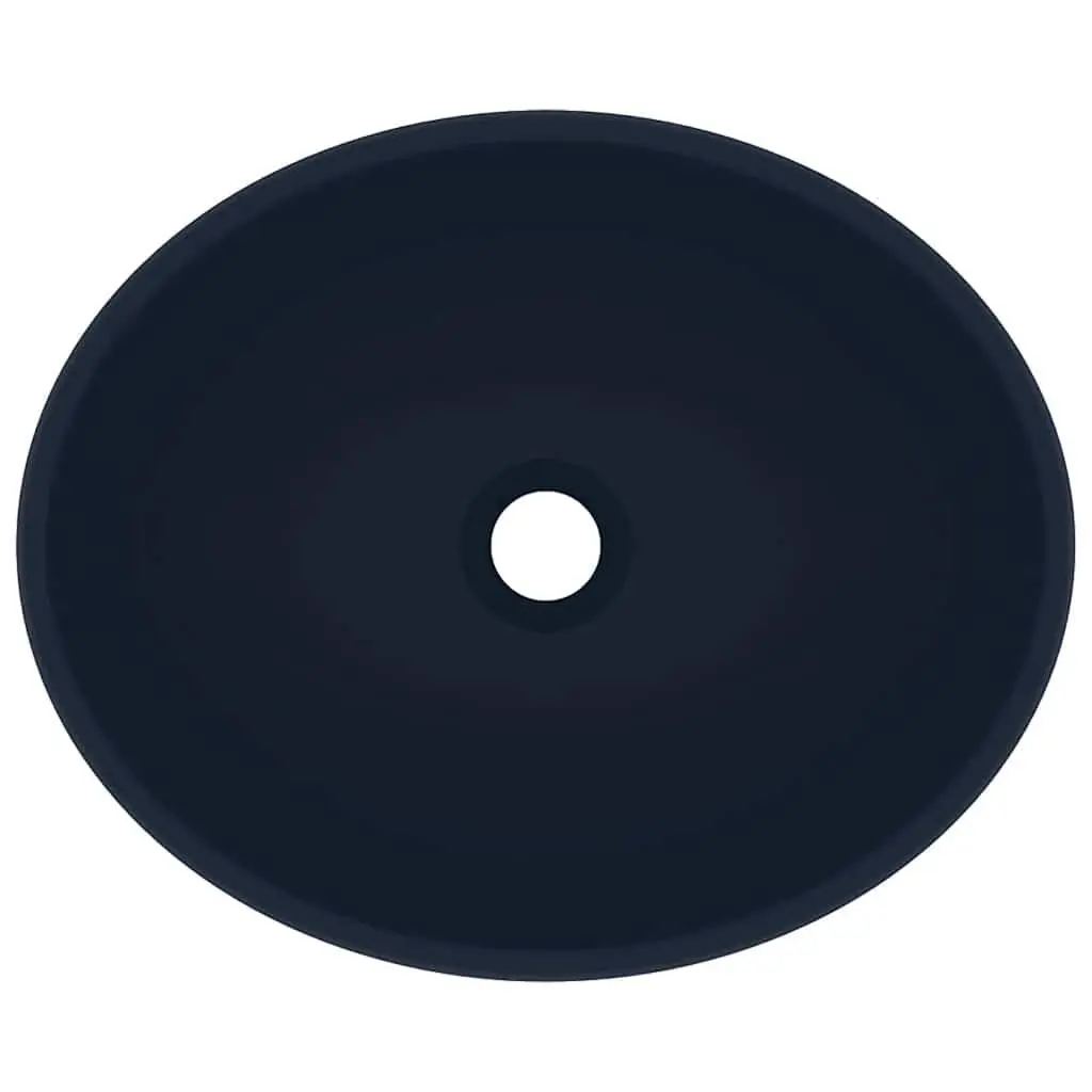 Oval Ceramic Bathroom Basin Matt Dark Blue 40x33 cm Wash Sink Vessel